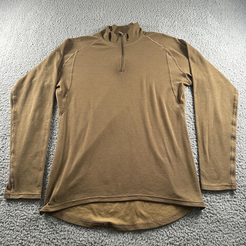 Beyond Clothing 1/4 Zip Mens L Brown‎ Lightweight Thermal Army Pullover Tactical